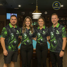 Load image into Gallery viewer, Grim Reaper Custom Flame 8 Ball Pool Billiard Shirt For Men, Black And Green Billiard Team Jersey TDM5532