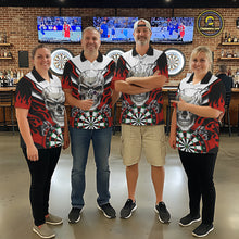 Load image into Gallery viewer, Personalized Skull Darts Polo &amp; Quarter Zip Custom Darts Shirt For Men, Darts Team Jersey |Red TDM5535