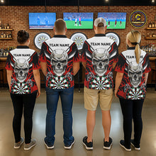 Load image into Gallery viewer, Personalized Skull Darts Polo &amp; Quarter Zip Custom Darts Shirt For Men, Darts Team Jersey |Red TDM5535