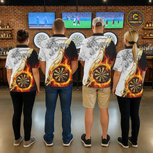 Load image into Gallery viewer, Personalized Flame Smoke Tribal Darts Shirt For Men Custom Golden Darts Jersey Team Polo &amp; 1/4 Zip TDM5537