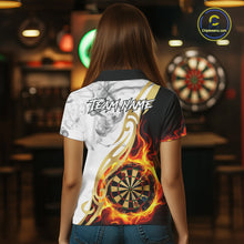 Load image into Gallery viewer, Personalized Flame Smoke Tribal Darts Shirt For Women Custom Golden Darts Jersey Team Polo &amp; 1/4 Zip TDM5537