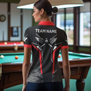 Black And Blue 8 Ball Pool Wings Custom Camo Billiard Shirts For Women, 8 Ball Billiard Team Jerseys TDM3483