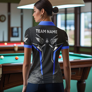 Black And Red 8 Ball Pool Wings Custom Camo Billiard Shirts For Women, 8 Ball Billiard Team Jerseys TDM3484