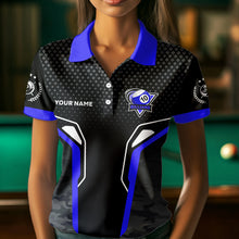 Load image into Gallery viewer, Black And Blue 10 Ball Pool Wings Custom Camo Billiard Shirt For Women, 10 Ball Billiard Team Jerseys TDM3485