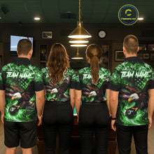 Load image into Gallery viewer, Green Flaming Eagle 8 Ball Billiard Shirt For Men Custom US Flag Pool Team Jersey Polo &amp; 1/ 4 Zip TDM6153