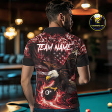Load image into Gallery viewer, Red Flaming Eagle 8 Ball Billiard Shirt For Men Custom US Flag Pool Team Jersey Polo &amp; 1/ 4 Zip TDM6154