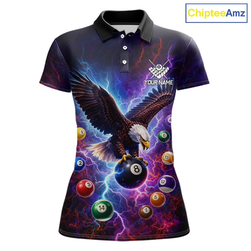 Custom Colorful Lightning Eagle Billiard Shirt For Women, 8 Ball Pool Team Jersey Polo & 1/4 Zip TDM6157