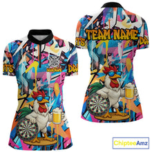 Load image into Gallery viewer, Funny Rooster Colorful Graffiti Darts Shirt For Women Custom Darts Team Jersey Polo &amp; 1/4 Zip TDM6395