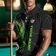 Load image into Gallery viewer, Custom Men's Dragon Billiard Shirt – Black And Green 8 Ball Pool Team Jersey Polo &amp; Quarter Zip TDM4063