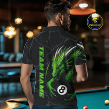 Load image into Gallery viewer, Custom Men's Dragon Billiard Shirt – Black And Green 8 Ball Pool Team Jersey Polo &amp; Quarter Zip TDM4063