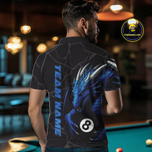 Load image into Gallery viewer, Custom Men's Dragon Billiard Shirt – Black And Blue 8 Ball Pool Team Jersey Polo &amp; Quarter Zip TDM4064