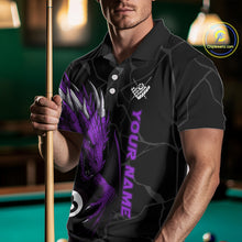 Load image into Gallery viewer, Custom Men's Dragon Billiard Shirt – Black And Purple 8 Ball Pool Team Jersey Polo &amp; Quarter Zip TDM4065