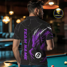 Load image into Gallery viewer, Custom Men's Dragon Billiard Shirt – Black And Purple 8 Ball Pool Team Jersey Polo &amp; Quarter Zip TDM4065