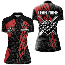 Load image into Gallery viewer, Red And Black Billiard Jerseys For Women Custom Name 8 Ball Pattern Billiard Uniform Team Shirts TDM1882