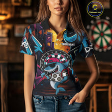 Load image into Gallery viewer, Funny Shark Colorful Graffiti Style Custom Dart Shirts For Women, Dart Team Jersey Best Darts Outfit TDM4423