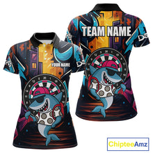 Load image into Gallery viewer, Funny Shark Colorful Graffiti Style Custom Dart Shirts For Women, Dart Team Jersey Best Darts Outfit TDM4423