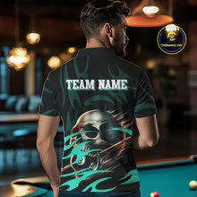 Load image into Gallery viewer, Turquoise Funny Skull 8 Ball Pool Shirt For Men Custom Billiard Team Jersey Polo &amp; 1/4 Zip TDM4424