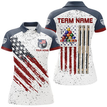 Load image into Gallery viewer, White Grunge American Flag Custom Billiard Shirts For Women, Patriotic Team Player Pool Jerseys TDM2326