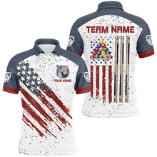 Load image into Gallery viewer, White Grunge American Flag Custom Billiard Shirts For Men, Patriotic Team Player Pool Jerseys TDM2326