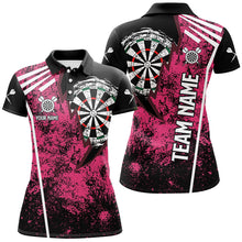 Load image into Gallery viewer, Personalized Grunge Women Darts Polo &amp; Quarter Zip Shirts Custom Retro Darts Team Jerseys | Pink TDM2567