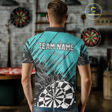 Load image into Gallery viewer, Turquoise Grunge Darts Shirts For Men Custom Dart Jersey With Pocket Option TDM4855