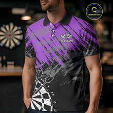 Load image into Gallery viewer, Purple Grunge Darts Shirts For Men Custom Darts Jerseys With Pocket Option TDM4856
