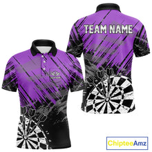 Load image into Gallery viewer, Purple Grunge Darts Shirts For Men Custom Darts Jerseys With Pocket Option TDM4856