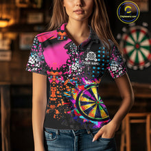 Load image into Gallery viewer, Personalized Colorful Grunge Funny Darts Shirt For Women Custom Darts Jersey Team Polo &amp; 1/4 Zip TDM5068