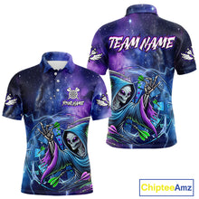 Load image into Gallery viewer, Funny Blue Purple Galaxy Alien Dart Shirts For Men Custom Glowing Dart Jersey Team Polo &amp; 1/4 Zip TDM5075