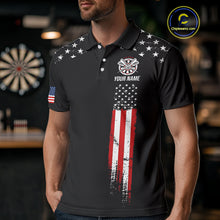 Load image into Gallery viewer, Personalized American Flag Darts Jersey For Men Custom Patriotic Darts Team Polo &amp; 1/4 Zip Shirt TDM5077