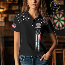 Load image into Gallery viewer, Personalized American Flag Darts Jersey For Women Custom Patriotic Darts Team Polo &amp; 1/4 Zip Shirt TDM5077