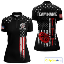 Load image into Gallery viewer, Personalized American Flag Darts Jersey For Women Custom Patriotic Darts Team Polo &amp; 1/4 Zip Shirt TDM5077