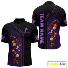 Load image into Gallery viewer, Funny DNA Wine Billiard Shirt For Men Custom Pool Team Shirts, Billiard Jersey Polo &amp; Zip |Purple TDM5284