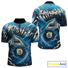 Load image into Gallery viewer, Blue Shark 8 Ball Billiard Shirt For Men Custom Billiard Jersey, Pool Team Shirt Polo &amp; 1/4 Zip TDM5290