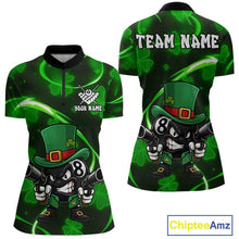 Load image into Gallery viewer, Personalized St Patrick Day 8 Ball Billiard Shirt For Women, Funny Shamrock Luckiest Billiard Jersey TDM5538