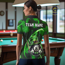 Load image into Gallery viewer, Personalized St Patrick Day 8 Ball Billiard Shirt For Women, Funny Shamrock Luckiest Billiard Jersey TDM5539
