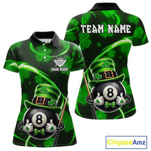Load image into Gallery viewer, Personalized St Patrick Day 8 Ball Billiard Shirt For Women, Funny Shamrock Luckiest Billiard Jersey TDM5539