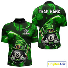 Load image into Gallery viewer, Personalized St Patrick Day 8 Ball Billiard Shirt For Men, Funny Shamrock Luckiest Billiard Jersey TDM5539