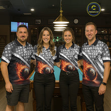 Load image into Gallery viewer, Personalized US Flag 8 Ball Pool Fire Billiard Shirt For Men Custom Grunge Billiard Team Jersey TDM5544