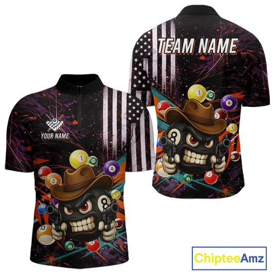 Funny 8 Ball Pool Graffiti Style Billiard Shirt For Men Custom Billiard Team Jersey Outfit TDM5548