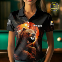 Load image into Gallery viewer, Personalized 8 Ball &amp; 9 Ball Bear Billiard Shirt For Women Custom Pool Team Jersey Polo &amp; 1/4 Zip TDM5549