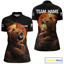 Load image into Gallery viewer, Personalized 8 Ball &amp; 9 Ball Bear Billiard Shirt For Women Custom Pool Team Jersey Polo &amp; 1/4 Zip TDM5549