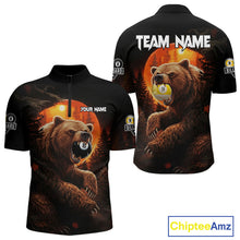 Load image into Gallery viewer, Personalized 8 Ball &amp; 9 Ball Bear Billiard Shirt For Men Custom Pool Team Jersey Polo &amp; 1/4 Zip TDM5549