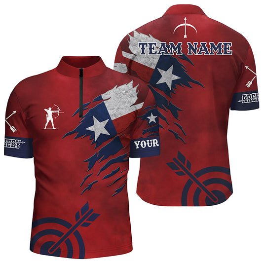 Personalized Texas Archery Men Quarter-Zip, Archery Jersey Texas Flag Shirts For Archer TDM0985