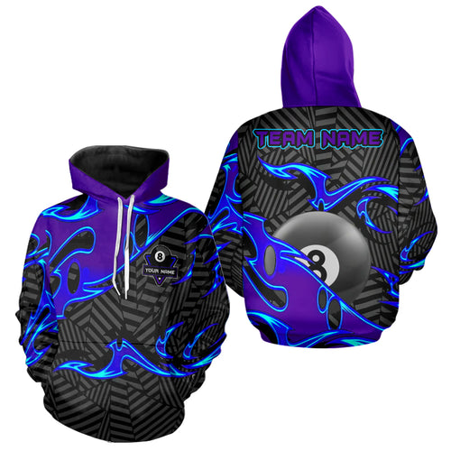 Personalized Blue Purple 8 Ball Hoodie For Men And Women Custom Billiard Hoodie Team Jersey TDM3626