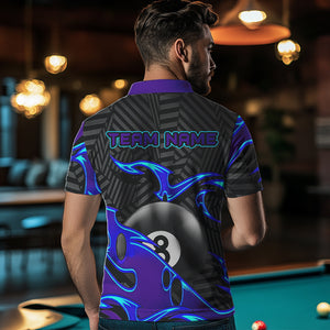 Personalized Blue Purple 3D 8 Ball Billiards Pool Shirts For Men Custom Billiard Team Jerseys TDM3626