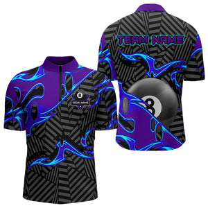 Personalized Blue Purple 3D 8 Ball Billiards Pool Shirts For Men Custom Billiard Team Jerseys TDM3626