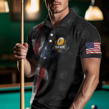Load image into Gallery viewer, Personalized Vintage Smoke US Flag Billiard Shirts For Men, 9 Ball Pool Patriotic Billiard Jerseys TDM3633