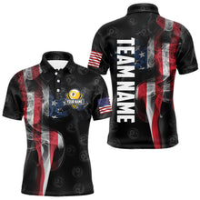 Load image into Gallery viewer, Personalized Vintage Smoke US Flag Billiard Shirts For Men, 9 Ball Pool Patriotic Billiard Jerseys TDM3633