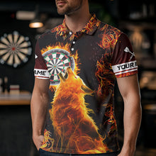 Load image into Gallery viewer, Orange Flame Dartboard Wolf Dart Shirts For Men Custom Dart Jersey Polo &amp; 1/4 Zip, Dart Team Shirts TDM3783